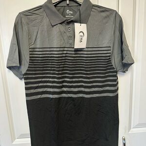 ZYIA Men's Lightweight Polo Shirt in Gray and Black NWT